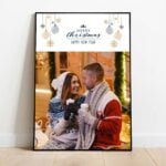 Tablou de Crăciun cu o fotografie și textul "Merry Christmas Happy New Year", ramă neagră.